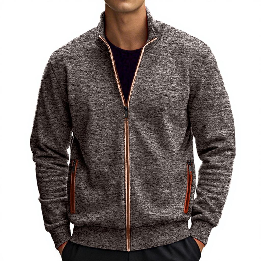 E Maglione Lavorato a Maglia da Uomo Invernale con Cerniera Top Giacca in Velluto Sottile a Maniche Lunghe