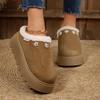 Fashion Chunky Platform Wedge Heel Furry Casual Shoes Women 2025 Winter Warm Plush Mules Slippers Soft Thick Bottom Fur Outdoor Slippers