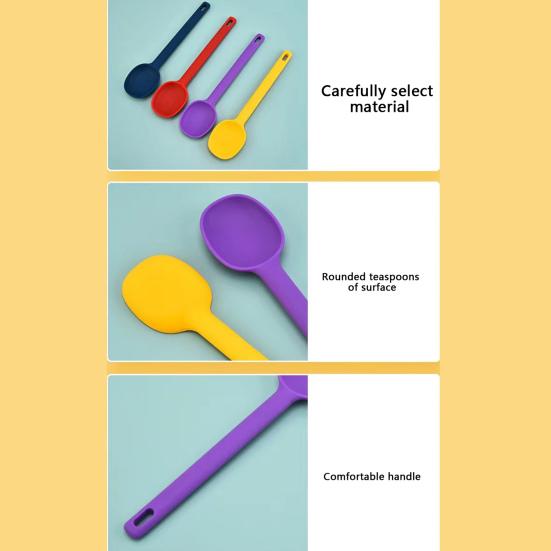 Practical Heat Resistant Universal Kitchen Spoon Silicone Cake Soup Shovel Daily Use