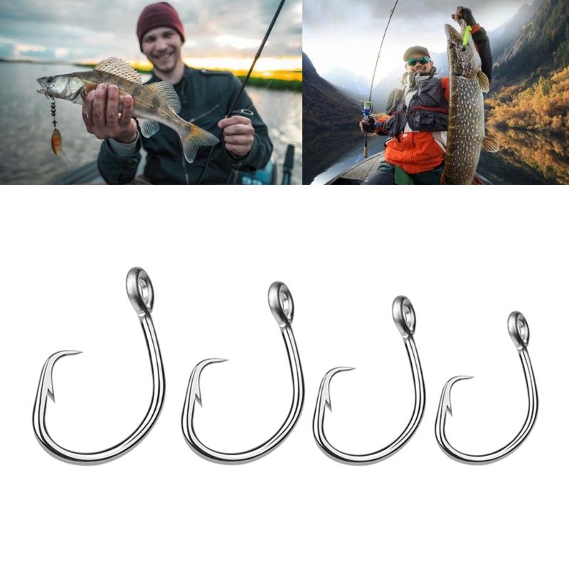 5Pcs Stainless Steel Circles Hooks Big Game Saltwater Fishhook Saltwater Tunas Fishing Hooks Fishing Accessories