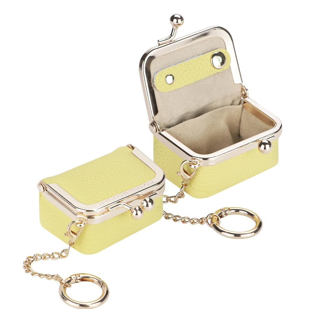 Royal Bagger Genuine Leather Mini Jewelry Box Women's Coin Purse Solid Color Kiss Lock Change Pouch Casual Style Small Storage Bag for Women 1894