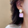 Sparkling Resin Irregular Square Stud Earrings Korean Personality Earrings Sweet Small Fresh Earrings