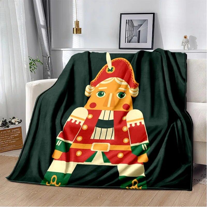 3D Nutcracker Christmas Tree Soft Plush Blanket,Flannel Blanket Throw Blanket for Living Room Bedroom Bed Sofa Picnic Cover Kids