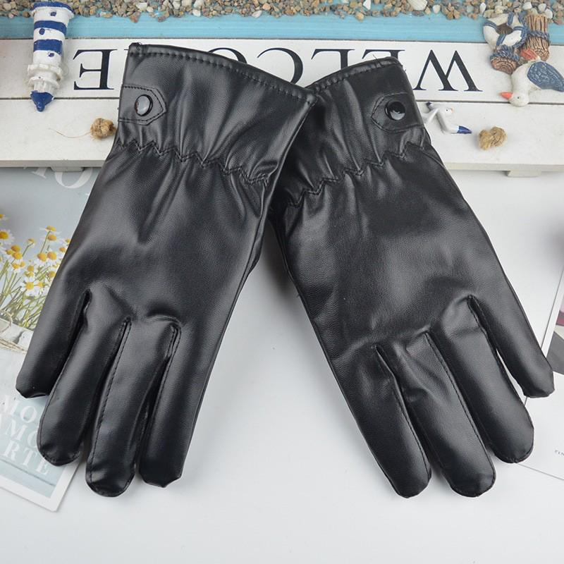 Men's Windproof & Waterproof Touchscreen Leather Cycling Gloves, Warm Velvet Lined, Perfect for Autumn & Winter.