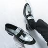Fashion 2025 Men's Dress Shoes Slip-on Elevator Platform Heels Snake Skin Texture Tassel Buckle Black Silver Business Formal 38-46