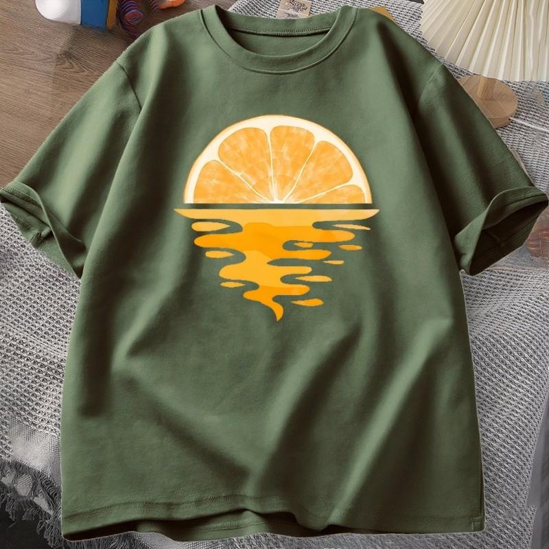 Orange Fruit T Shirt Fruit Lover Party Tee Shirt Casual Unisex WOMEN Cotton Short Sleeve Unisexs Designer Clothes Streetwear Tees Tops