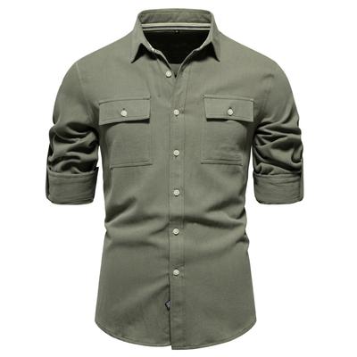 New Versatile Pure Cotton Shirt Men's Casual Fashion Business Men's Solid Color Trade Long-sleeved Shirt