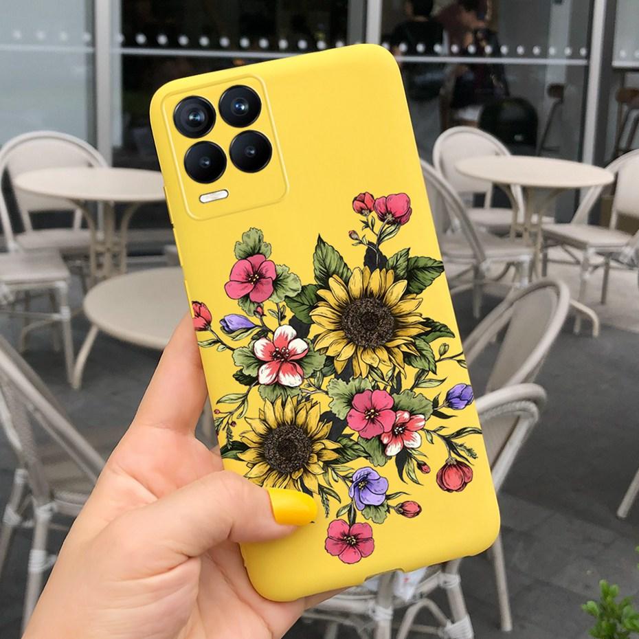 For Realme 8 Case Lavender Sunflower Silicone Back Cover For Realme 8 Pro 8i Realme8 4G RMX3085 Soft TPU Phone Case Luxury Coque