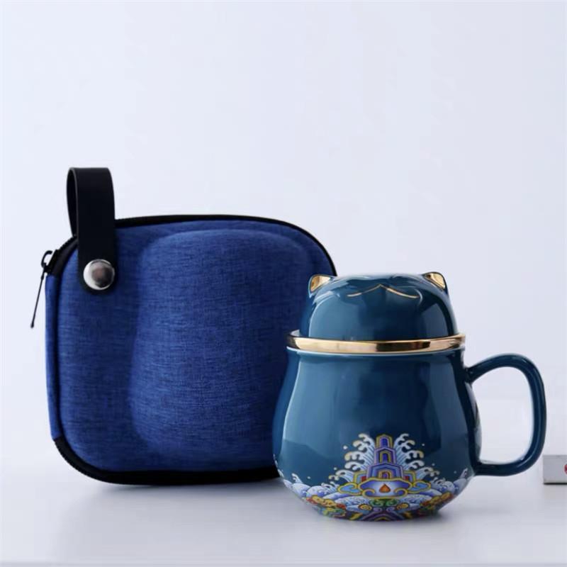 

Керамическая чашка с заварочным устройством и крышкой Портативная дорожная кофейная чашка с фильтром и сумкой 320 мл C