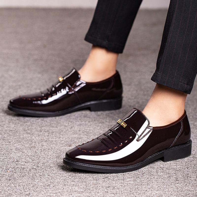 Slip-on Lightweight Patent Leather Men's Formal Shoes Office 2026 Trend Low Price Party Not Casual Official New Social Shoe Male