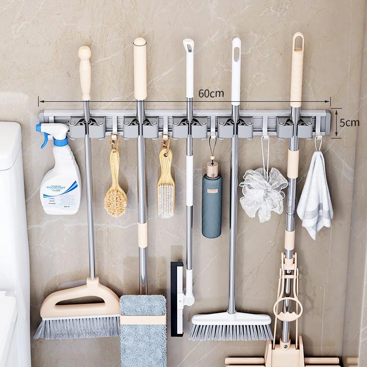 No-Drill Space Aluminum Mop & Broom Storage Clips