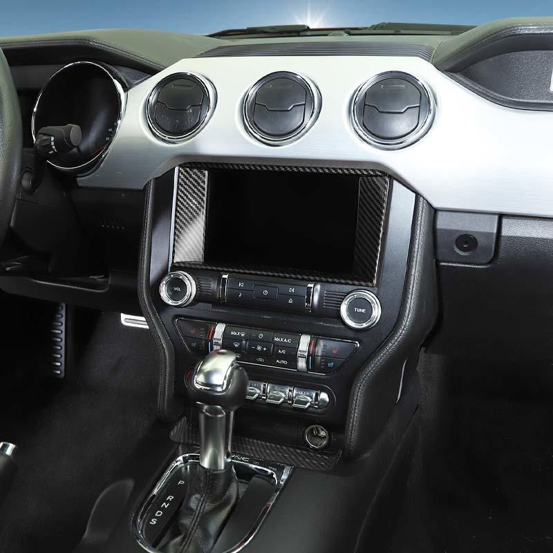 Car Navigation Decorative Panel Decoration Cover Stickers Fit For Ford Mustang 2015 Up ABS Interior Accessories