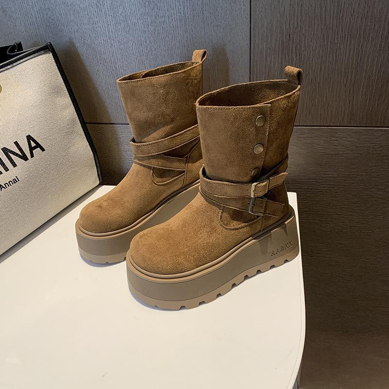 Retro casual versatile short boots women's Martin boots autumn and winter fashion two wear platform fashion short boots snow boots