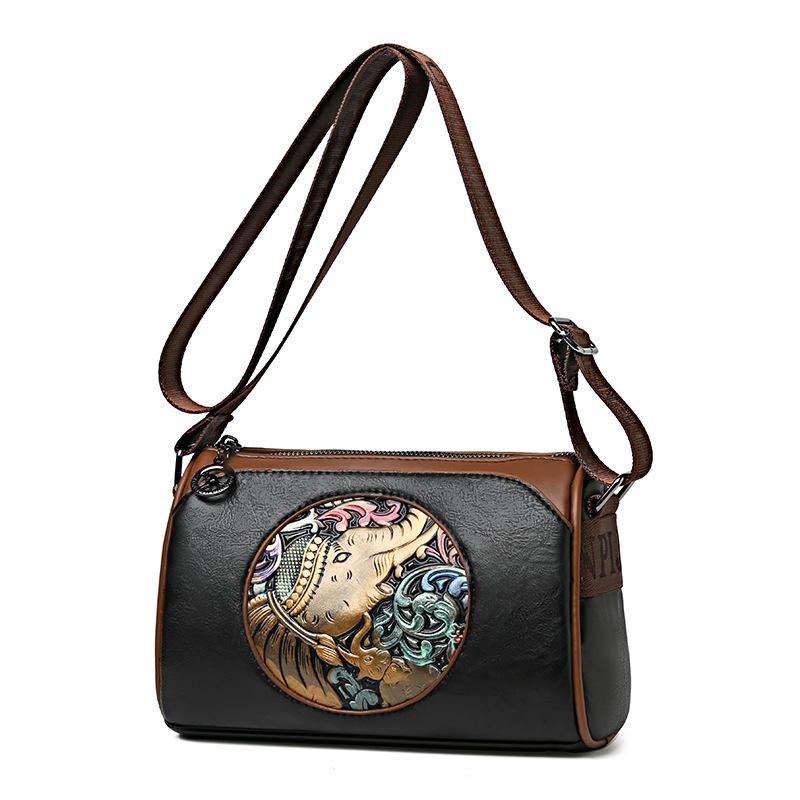 Summer Handbag Embossed Single Shoulder Crossbody Women's Bag Cross-border Artistic and Chinese Style Three-layer Pillow Bag