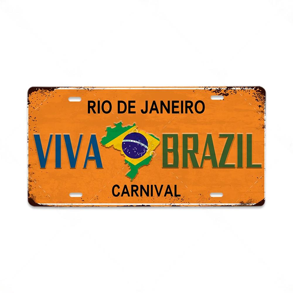 Retro License Plate Various Regions Metal Signs Posters Decor Italy Brazil Japan Poland Korea Ireland Bar Garage Plaque