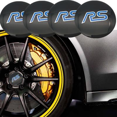 Car-styling 4pcs 56.5mm RS Wheel Hub Center Cap Aluminum Sticker For Focus 2 3 MK2 Fiest Kuga Ranger Fusion Mondeo