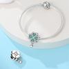 Colorful Full Diamond Charms 925 Silver Heart Blooming Rose Round Beads Pendant Fit Bracelets Necklace Jewelry