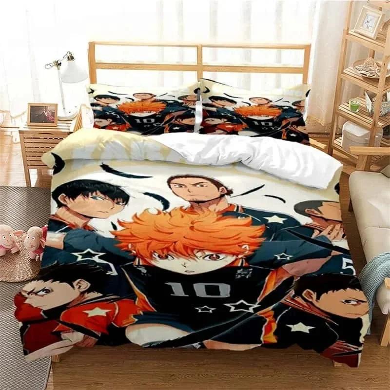 3d Print Volleyball Anime Haikyu Bedding Set Printed With Pillowcase Bed Duvet Cover Soft Single Double Queen Super King Size