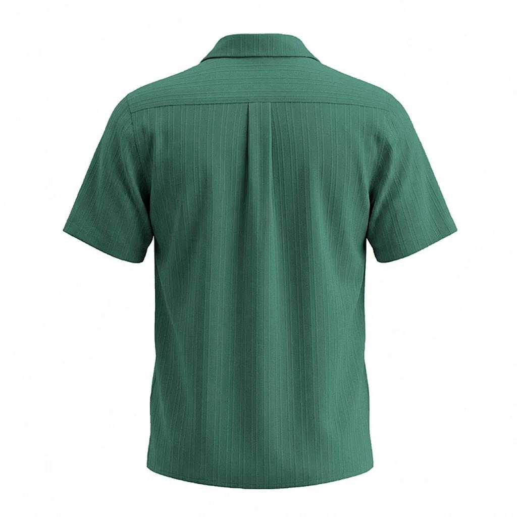 Loose Cuban Collar Short Sleeve Shirt Men's Summer Casual Solid Color Beach Shirts Men