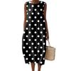 Women's Fashion Casual Sleeveless Round Neck Polka Dot Striped Elegant Temperament Dress