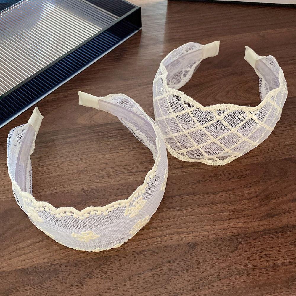 Korean Style Bow Hair Band Bowknot Mesh Hair Hoop Sweet Embroidery Lace Headband  Headdress