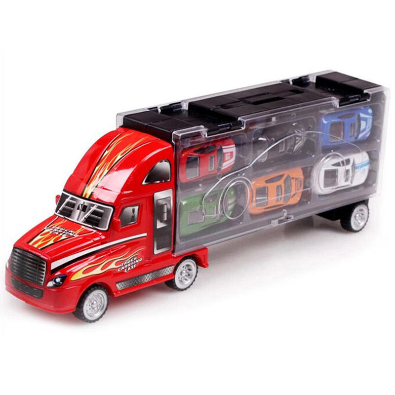 Barn Födelsedagspresent Bärbar Container Lastbil Leksaksbilar 12 Legering Bilmodell