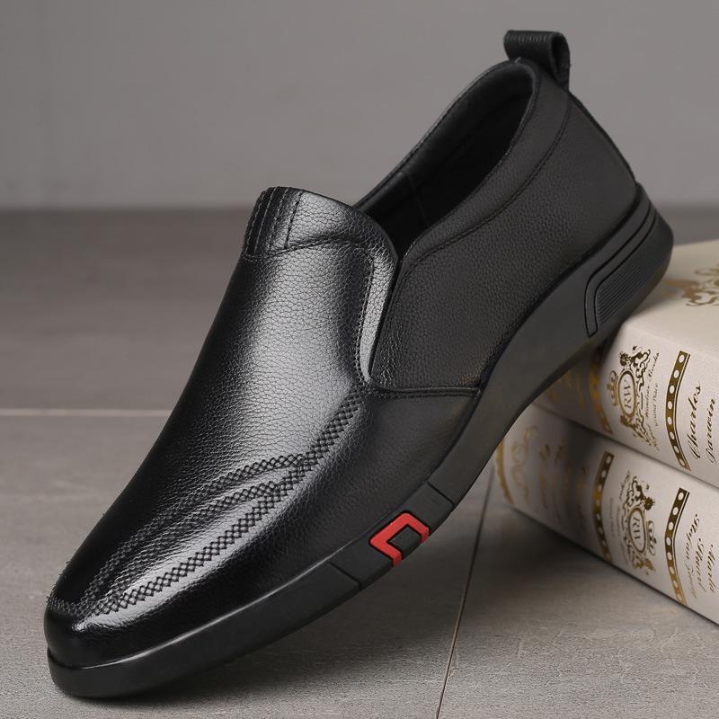 Spring first-layer cowhide men's business casual shoes nesting dad shoes soft leather shoes men's breathable men's single shoes