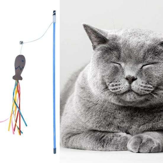 Yousheng Cat Teaser Fish Design Scratch-resistant PVC Stick Catnip Kitten Teaser Stick for Casual