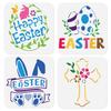 4Pcs 4 Styles Easter Theme PET Hollow Out Drawing Painting Stencils, for DIY Scrapbook, Photo Album, Mixed Shapes, 150x150mm, 1pc/style