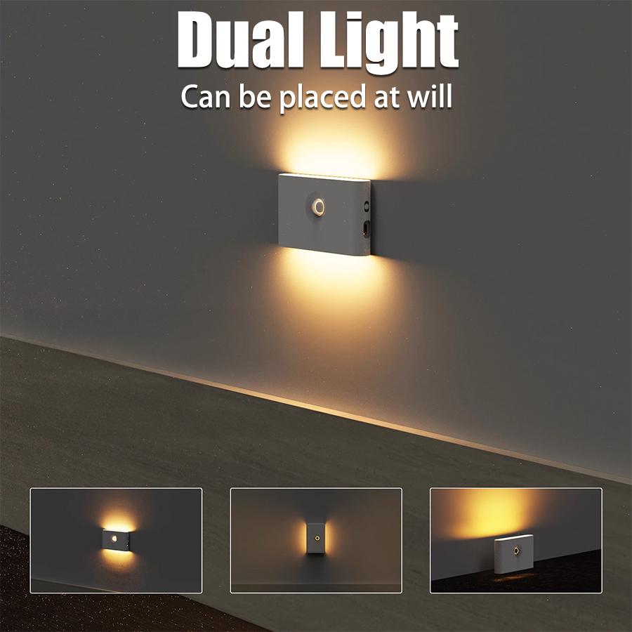 LED Night Light with Wireless Charger,Human Motion Sensor,EU/USB/Battery-Powered Wall Lamp for Bedroom,Corridor,Cabinet,Bathroom