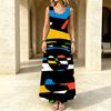 Summer Abstract Art Sleeveless Maxi Dress Loose Fit Soft Comfy Casual Dress for Daily Commute,Home & Vacation,Versatile Fashion