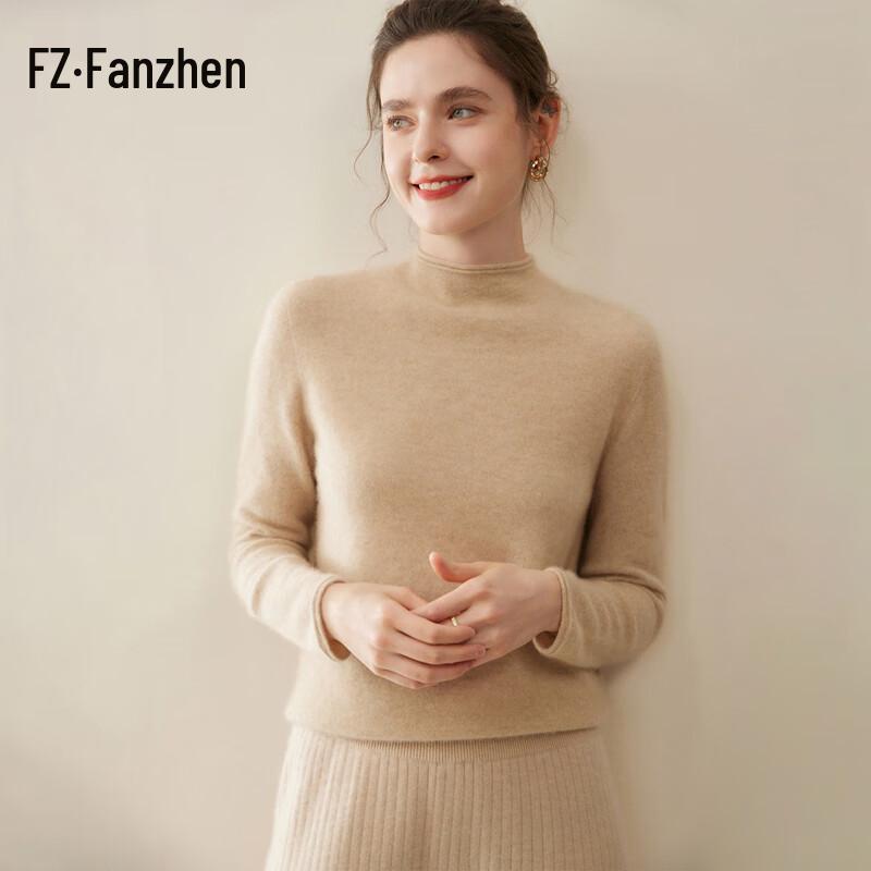 Fanzhen Women's 100% Cashmere Half-High Neck Sweater