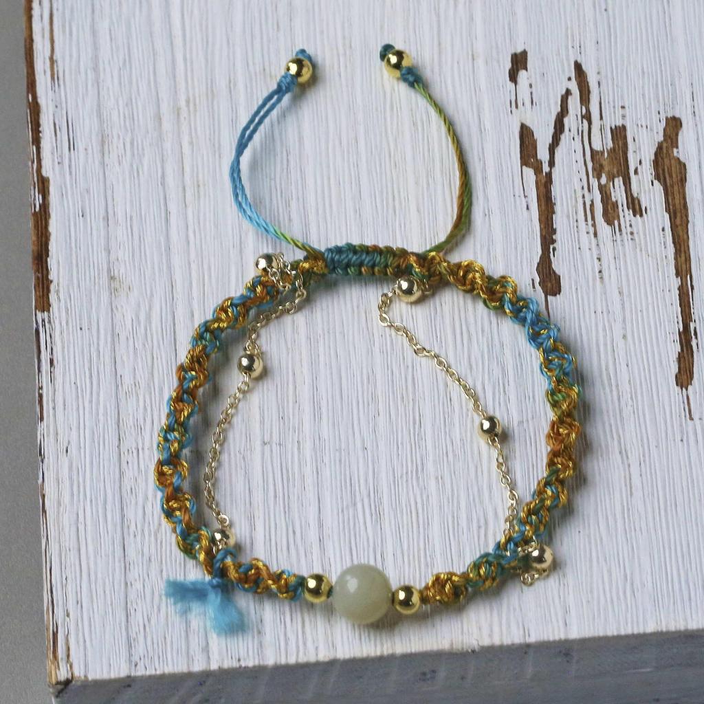 Handwoven Hetian Jade Multilayer Women's Bracelet - Retro Luxury Ethnic Design