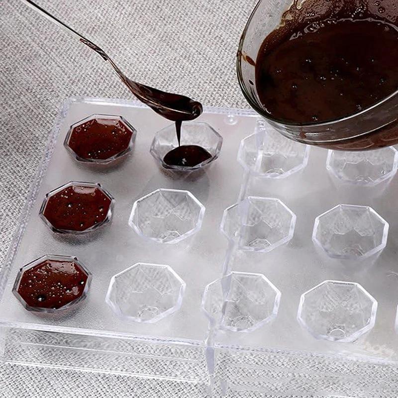3D Polycarbonate Chocolate Molds Sphere Diamond Chocolate Bombs Bonbons Candy Bar Professional Confectionery Baking Pastry Tools