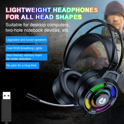 Kopfhörer mit aktiver Geräuschunterdrückung, beeindruckender 3D-HiFi-Sound mit RGB-Atemlicht, kabelgebundene Gaming-Headsets