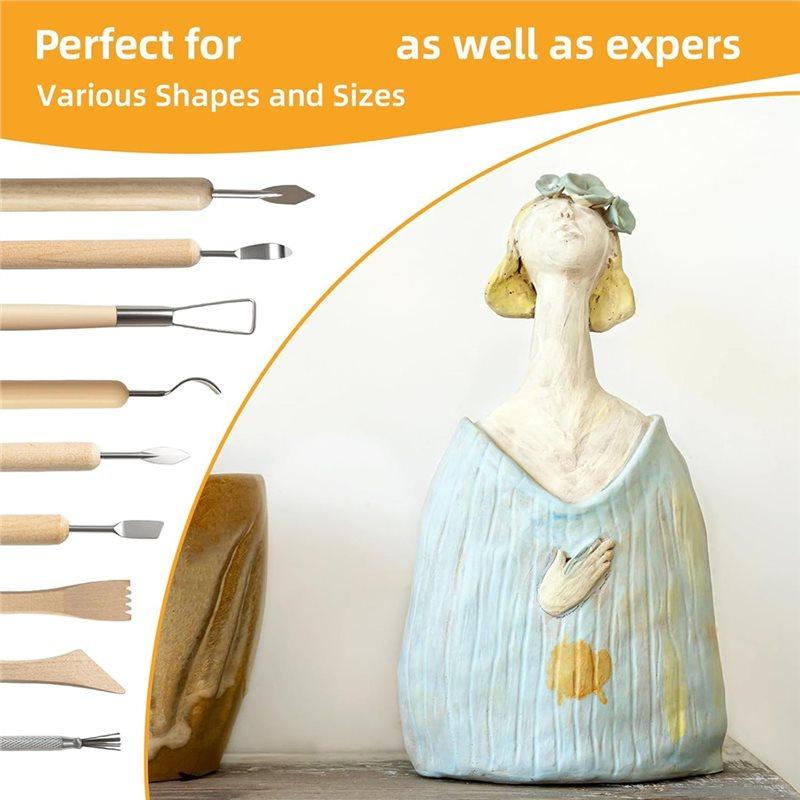 A25F-Ideal For Polymer Clay Tools Kit-Pottery Tools& Air Dry Clay Tools-Modeling Tools Set For Carving, Shaping, Molding& Crafti