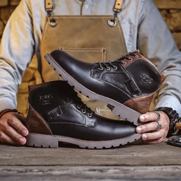 

Мужские кожаные ботинки большого размера Осенне-зимняя мода Мужские полусапоги до щиколотки Рабочие ботинки Высокие ботинки в британском стиле M1214 39