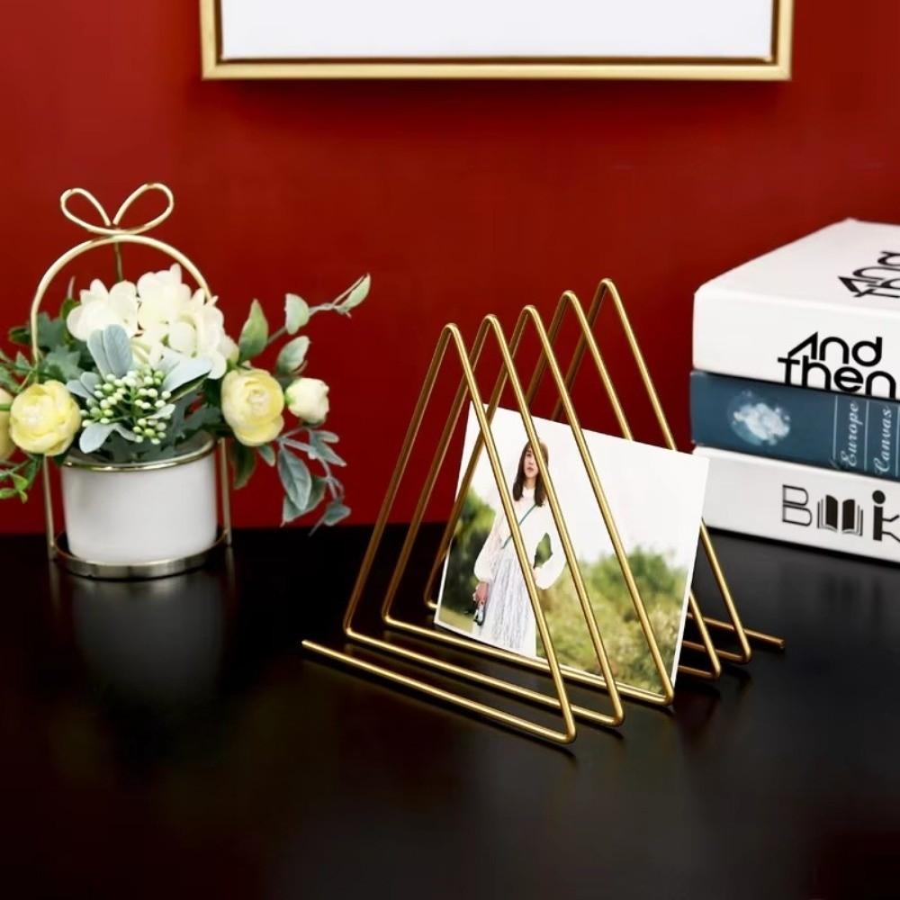 Creative Triangle Storage Rack Geometric Iron Small Bookshelf Multifunction Display Stand Holder Desktop Decoration
