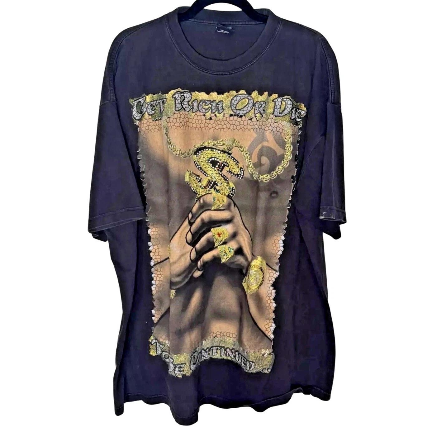 

Vtg 90 s G Money Graphic Shirt Get Rich Bling Bad Boy Rap T-Shirt 3XL Big 4XL