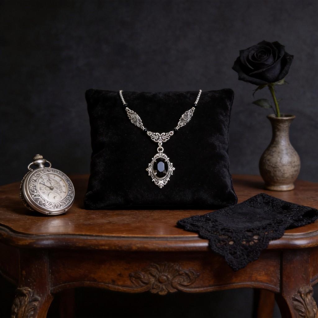 Gotische Rose Viktorianischer Stil Anhänger Halskette Mit Zinklegierung Charme Für Gotischen Modeschmuck