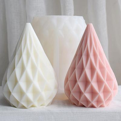 Moule en silicone pour bougie en forme de poire, motif origami 3D ; moule en silicone pour gâteau, chocolat et savon, motif géométrique en losange.