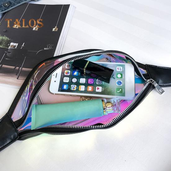 Transparent Waist Bag Waterproof Mini Fanny Pack Iridescent Belt Bag with Adjustable Strap for Women Men Travel Fitness Outdoor Use