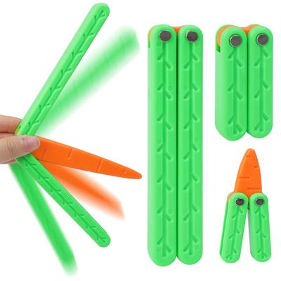 Plastic Carrot Fidget Toy, Novelty Flip Stress Relief Toy, 100% Plastic Safe Kids Play Gift, No Sharp Edge