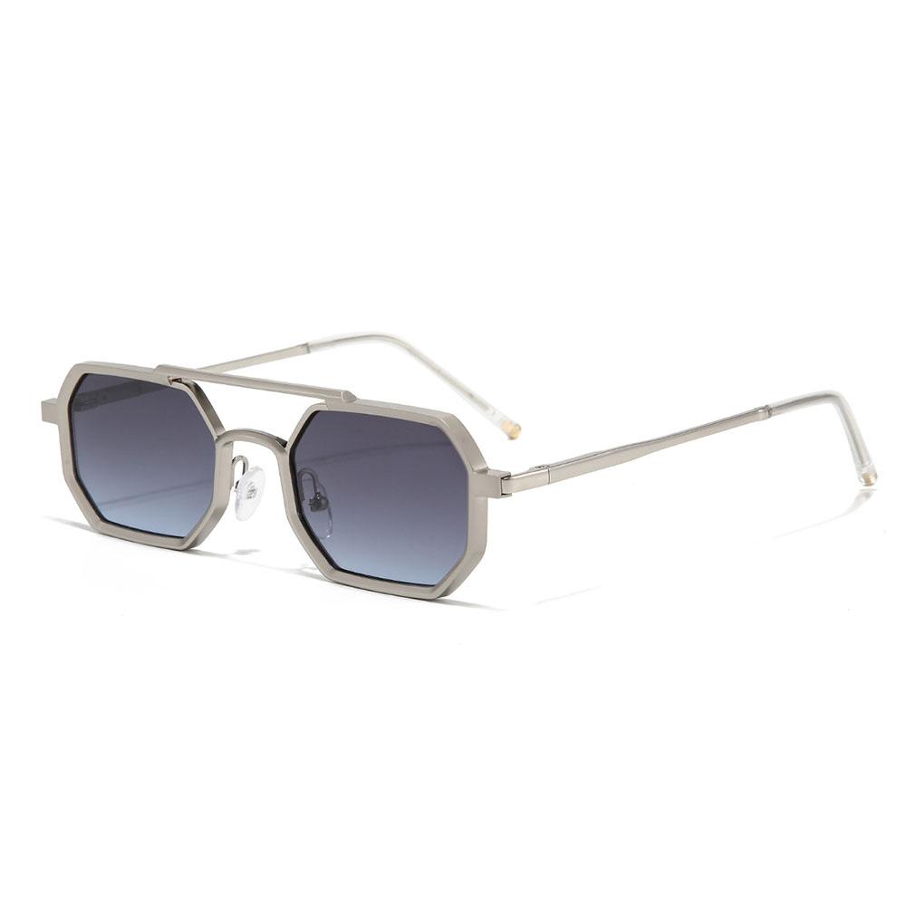 Fashion Metal Frame Polygonal Sunglasses Women Men Vintage Double-bridge Punk Sun Glasses Driving Goggles Retro UV400 Shades