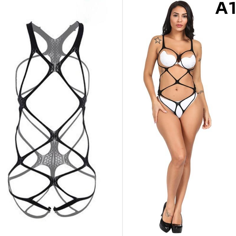 Dámské síťované přiléhavé síťované body Sexy spodní prádlo Spodní prádlo Krajka Transparentní Jednodílné tělové punčochy Kombinézy Punčochy Uniforma