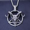Necklace Satan Pentagram Twelve Zodiac Animals Sheep Head Retro Nightclub Pendant