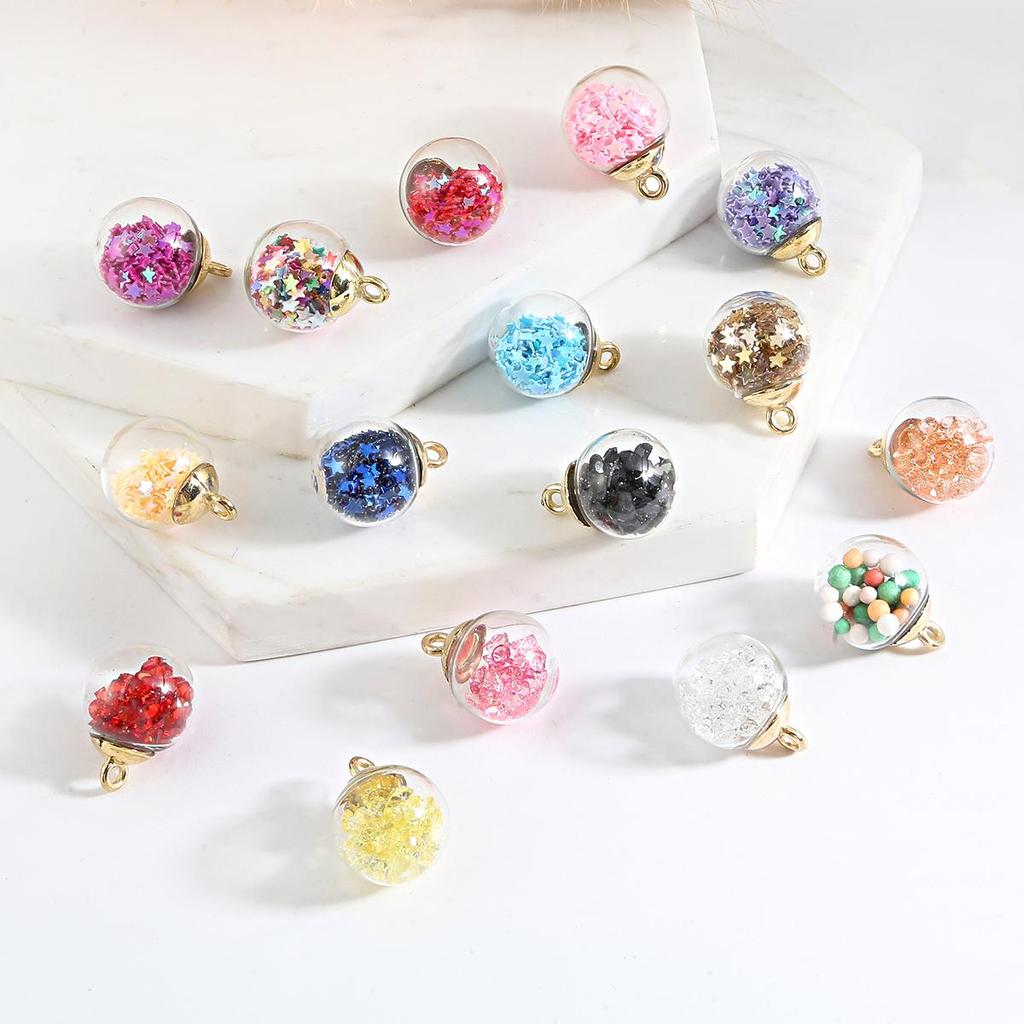 10 stuks prachtige kleurrijke handgemaakte holle glazen bol hanger voor sieraden DIY Charms decoratie