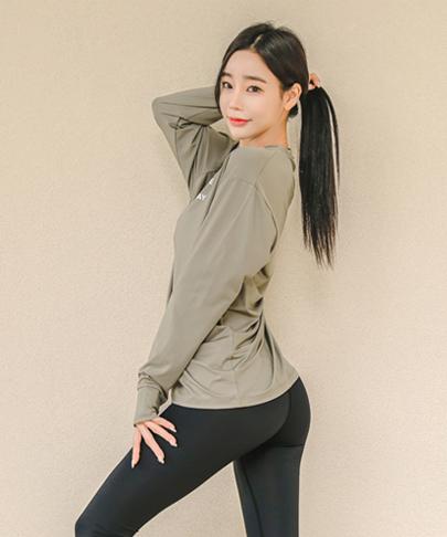 Tyubeuteuli Women'S Fingerhole Loose Fit Long Sleeve Rash Guard B704 Olive Khaki