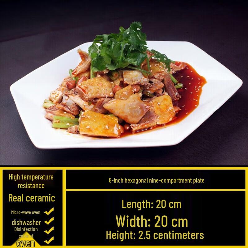 

White Ceramic Irregular Hexagonal Dinner Plate