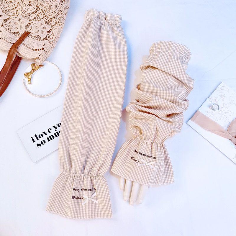 

Sun Protection Oversleeve Women Summer Loose Cotton Riding Driving Gloves Half Finger Ice Oversleeve Sleeves Arm Guard Long Thin Ins Khaki All yards